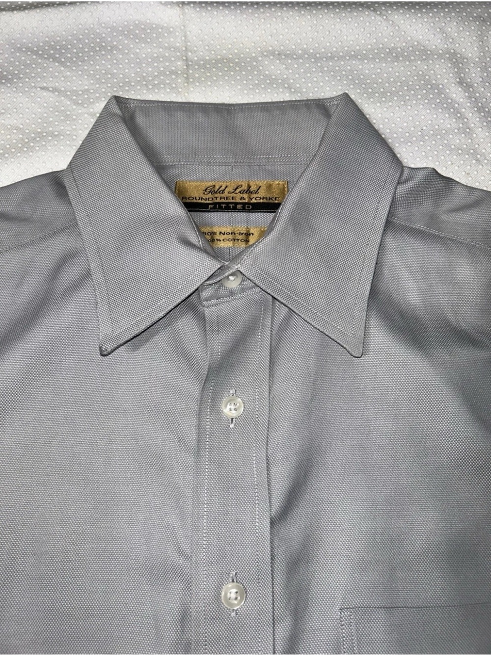 Roundtree & Yorke Fitted Button-Down Shirt - Light Gray